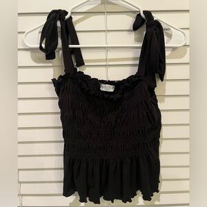 Tie Strap Black Tank Top